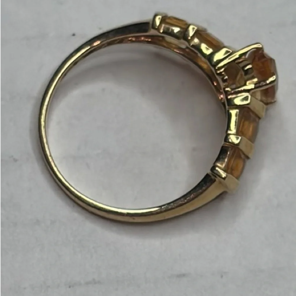 14k Solid Yellow Gold Citrine Stone Ring Size 7